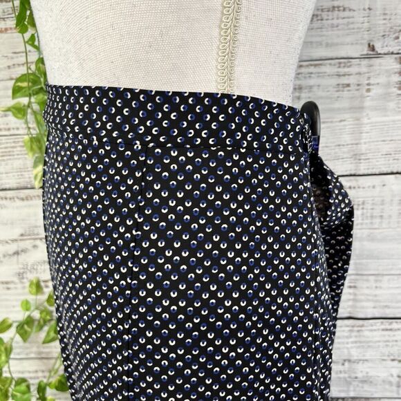 Talbots Skirt size 16 Pet Black Blue Polka Dots Slinky Above Knee Flared Stretch - Picture 9 of 13